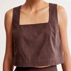 Abercrombie and Fitch Linen Blend Tank Top, Olive Green Size M NWT